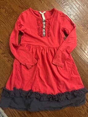 Matilda Jane Red Long-Sleeve Ruffle Hem Dress size 8